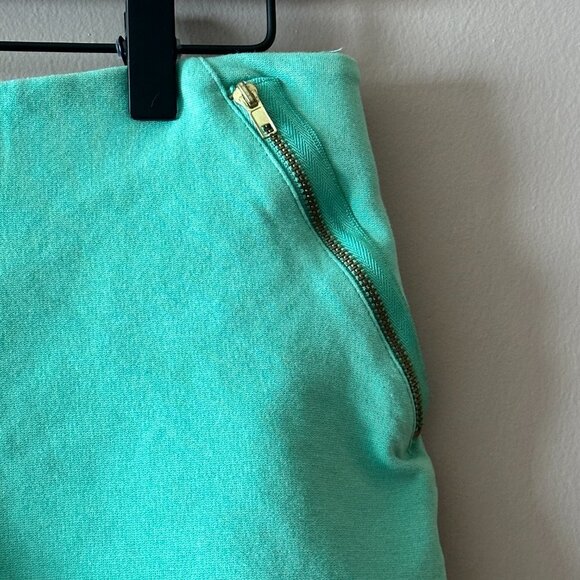Women's L Zara Collection Cotton Blend Shorts SeaForm Green Zippers High Rise - Picture 4 of 11